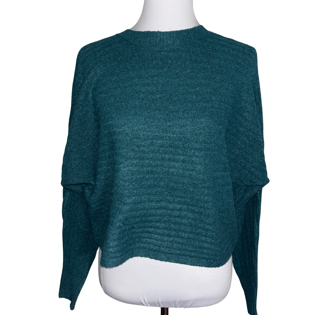 Pink Rose Teal Crew Neck Sweater